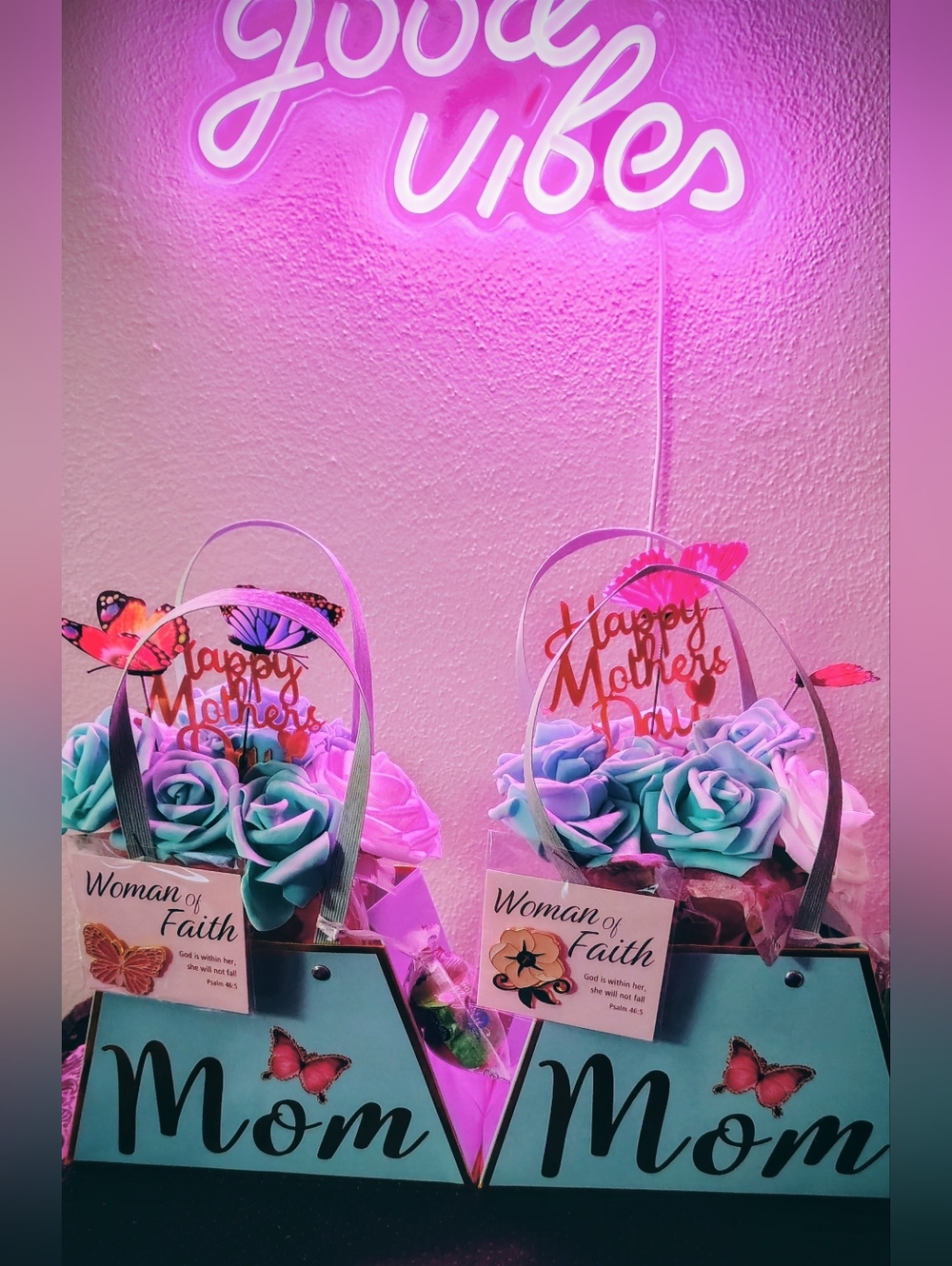 Mom Floral Gift Tote Bag - Teal